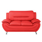 Grey / Red / Camel / Black / White Bonded Leather Loveseat with Pillow Top Arms & Steel Legs – 2 Person