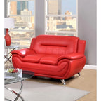 Grey / Red / Camel / Black / White Bonded Leather Loveseat with Pillow Top Arms & Steel Legs – 2 Person