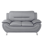Grey / Red / Camel / Black / White Bonded Leather Loveseat with Pillow Top Arms & Steel Legs – 2 Person