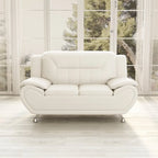Grey / Red / Camel / Black / White Bonded Leather Loveseat with Pillow Top Arms & Steel Legs – 2 Person