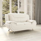 Grey / Red / Camel / Black / White Bonded Leather Loveseat with Pillow Top Arms & Steel Legs – 2 Person