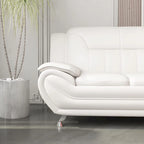 Grey / Red / Camel / Black / White Bonded Leather Loveseat with Pillow Top Arms & Steel Legs – 2 Person