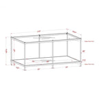 Red / Blue / Champagne Steel & Tempered Glass Coffee Table with Mirror Accents & Lower Shelf