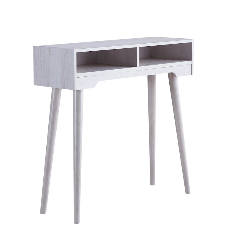 Espresso / Black / Walnut / Weathered White / Weathered Walnut Mid-Century Console Table with 2 Shelves & Flared Legs