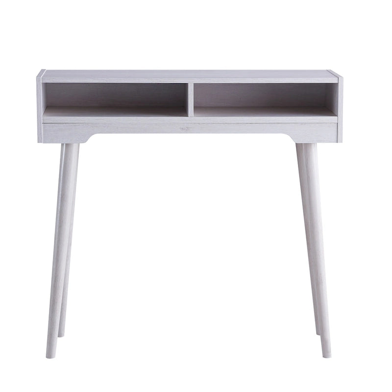 Espresso / Black / Walnut / Weathered White / Weathered Walnut Mid-Century Console Table with 2 Shelves & Flared Legs