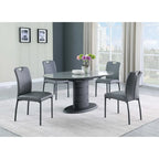 Matte Grey & Black Extendable Dining Table with Art Deco Pedestal Base – 4-6 Person