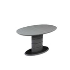 Matte Grey & Black Extendable Dining Table with Art Deco Pedestal Base – 4-6 Person