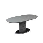 Matte Grey & Black Extendable Dining Table with Art Deco Pedestal Base – 4-6 Person