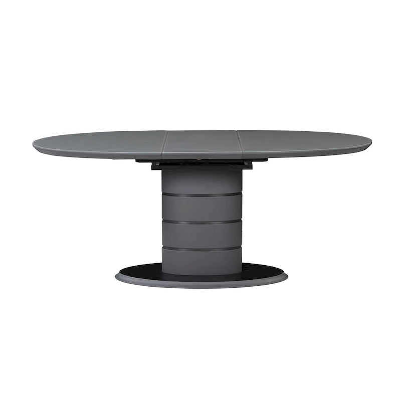 Matte Grey & Black Extendable Dining Table with Art Deco Pedestal Base – 4-6 Person