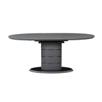 Matte Grey & Black Extendable Dining Table with Art Deco Pedestal Base – 4-6 Person