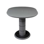 Matte Grey & Black Extendable Dining Table with Art Deco Pedestal Base – 4-6 Person