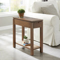 Brown / White / Black / Grey Solid Wood Narrow Side Table with Drawer, Open Shelf & USB-C Charging Port
