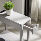Brown / White / Black / Grey Solid Wood Narrow Side Table with Drawer, Open Shelf & USB-C Charging Port