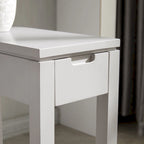 Brown / White / Black / Grey Solid Wood Narrow Side Table with Drawer, Open Shelf & USB-C Charging Port