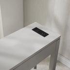 Brown / White / Black / Grey Solid Wood Narrow Side Table with Drawer, Open Shelf & USB-C Charging Port