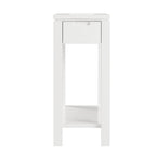 Brown / White / Black / Grey Solid Wood Narrow Side Table with Drawer, Open Shelf & USB-C Charging Port
