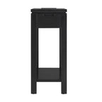 Brown / White / Black / Grey Solid Wood Narrow Side Table with Drawer, Open Shelf & USB-C Charging Port
