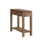 Brown / White / Black / Grey Solid Wood Narrow Side Table with Drawer, Open Shelf & USB-C Charging Port