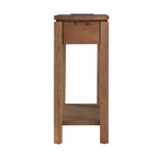Brown / White / Black / Grey Solid Wood Narrow Side Table with Drawer, Open Shelf & USB-C Charging Port