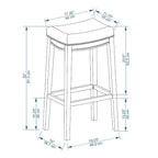 Cream Striped Linen Bar Stool with Rustic Brown Wood Frame & Nailhead Trim – 1 Person