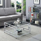 Convenience Concepts Town Square Chrome Square Coffee Table with Shelf