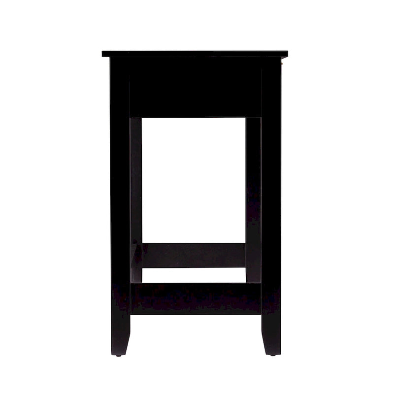 Black & Natural Mid-Century Console Table with Woven Rattan Drawers & Brass Pulls