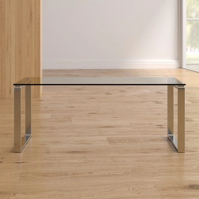 Clear Tempered Glass Coffee Table with Chrome Stainless Steel Sled Legs