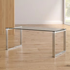 Clear Tempered Glass Coffee Table with Chrome Stainless Steel Sled Legs