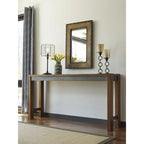 Brown Industrial-Style Long Counter Table with Gunmetal Finish