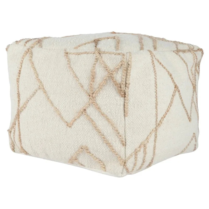 Adil 18  Wide Square Ivory Pouf by Kosas Home