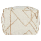 Ivory Square Wool & Jute Pouf with Removable Cover – 1 Person