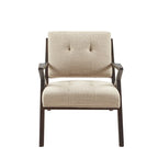 Silver Grey Yarn-Dyed Fabric Mid-Century Accent Arm Chair with Angled Wood Frame – 1 Person