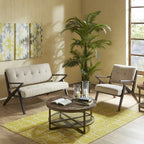 Silver Grey Yarn-Dyed Fabric Mid-Century Accent Arm Chair with Angled Wood Frame – 1 Person