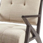 Silver Grey Yarn-Dyed Fabric Mid-Century Accent Arm Chair with Angled Wood Frame – 1 Person