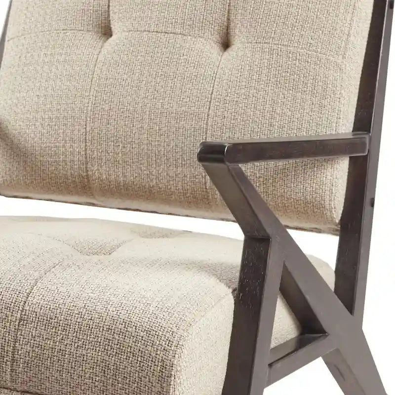 Silver Grey Yarn-Dyed Fabric Mid-Century Accent Arm Chair with Angled Wood Frame – 1 Person