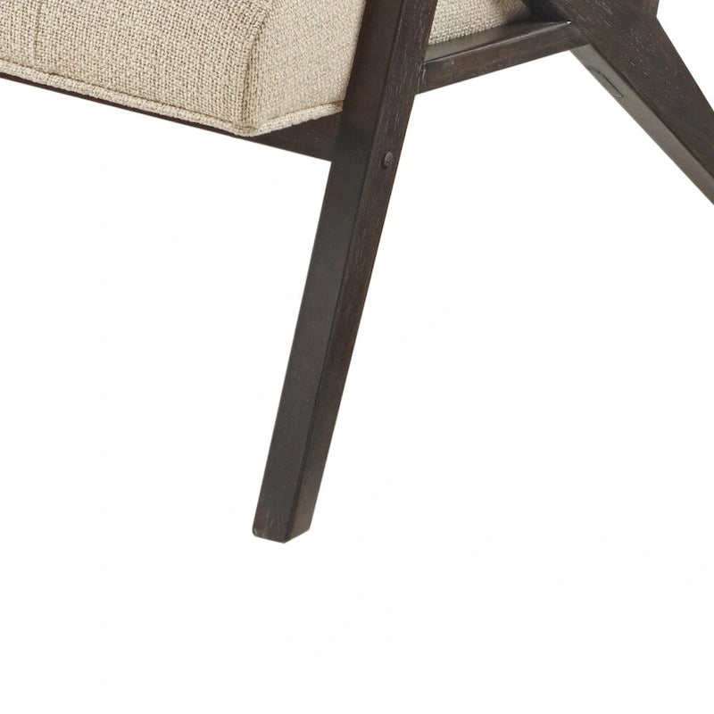 Silver Grey Yarn-Dyed Fabric Mid-Century Accent Arm Chair with Angled Wood Frame – 1 Person