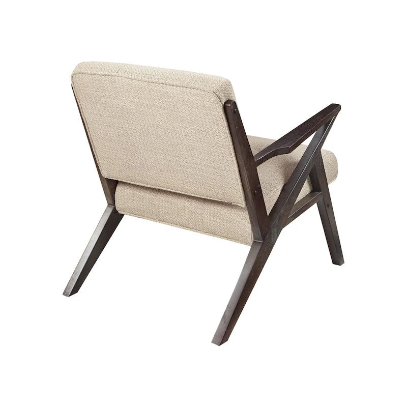 Silver Grey Yarn-Dyed Fabric Mid-Century Accent Arm Chair with Angled Wood Frame – 1 Person