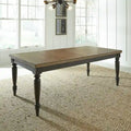 Black Chalkboard Rubberwood Rectangular Dining Table with Butcher Block Top & Removable Leaf – 6 Person