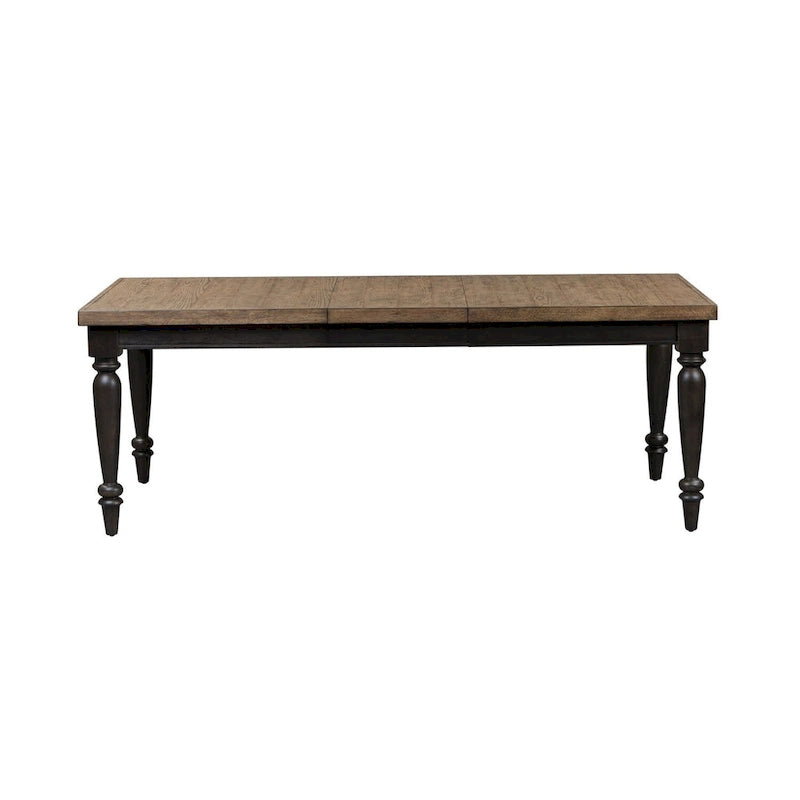 Black Chalkboard Rubberwood Rectangular Dining Table with Butcher Block Top & Removable Leaf – 6 Person
