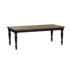 Black Chalkboard Rubberwood Rectangular Dining Table with Butcher Block Top & Removable Leaf – 6 Person