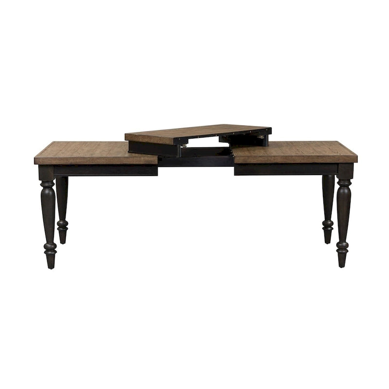 Black Chalkboard Rubberwood Rectangular Dining Table with Butcher Block Top & Removable Leaf – 6 Person