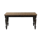 Black Chalkboard Rubberwood Rectangular Dining Table with Butcher Block Top & Removable Leaf – 6 Person