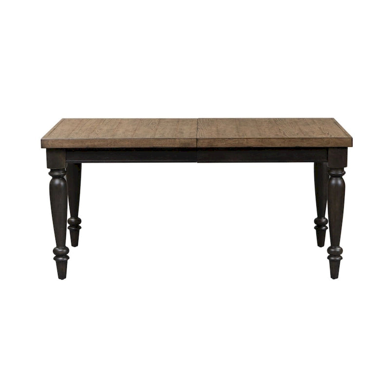 Black Chalkboard Rubberwood Rectangular Dining Table with Butcher Block Top & Removable Leaf – 6 Person