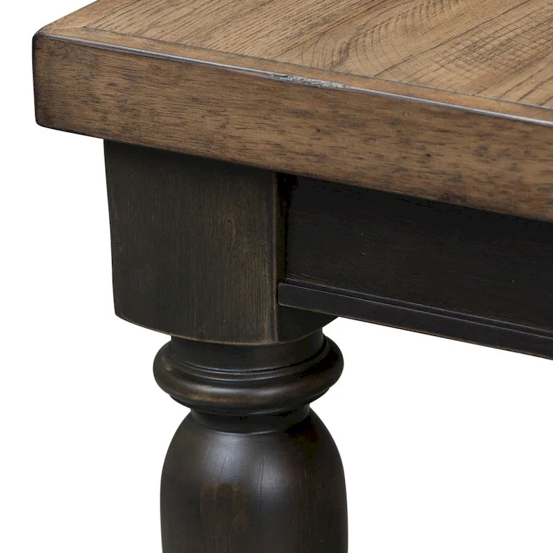 Black Chalkboard Rubberwood Rectangular Dining Table with Butcher Block Top & Removable Leaf – 6 Person