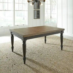 Black Chalkboard Rubberwood Rectangular Dining Table with Butcher Block Top & Removable Leaf – 6 Person