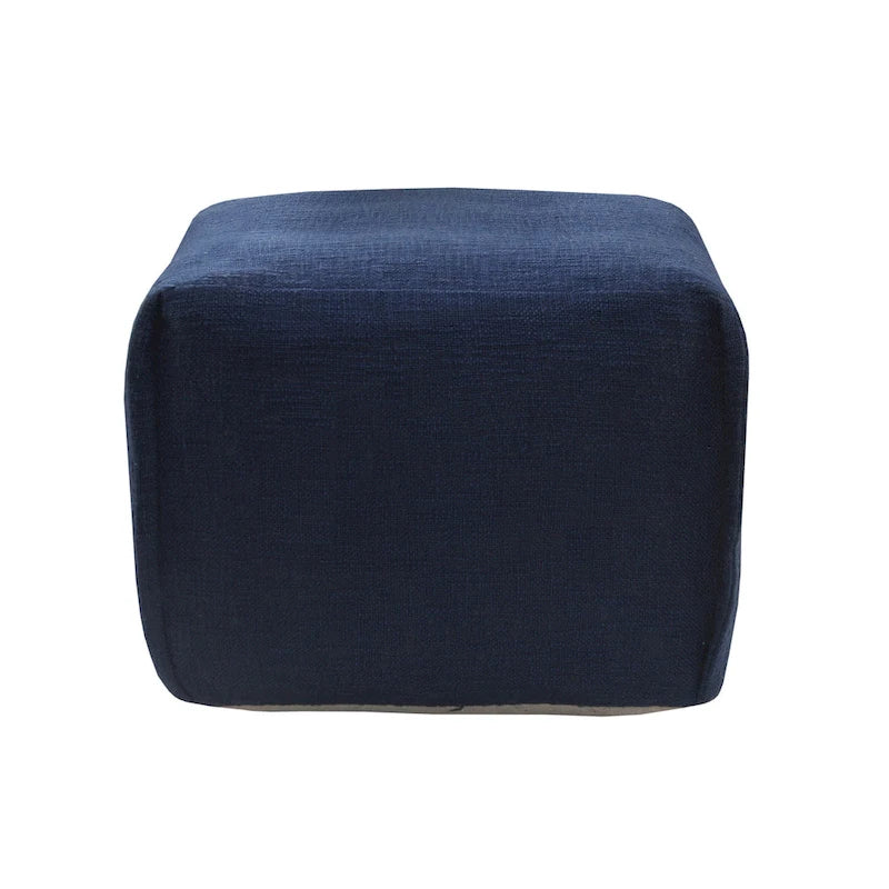 Blue Cotton Pleated Pouf Ottoman – 1 Person