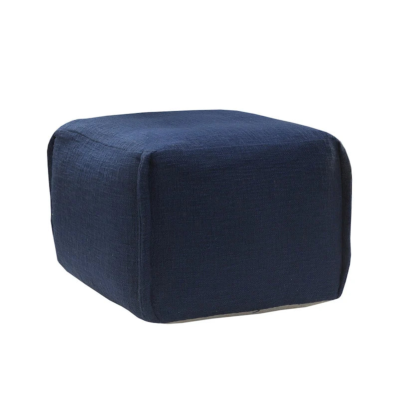 Blue Cotton Pleated Pouf Ottoman – 1 Person
