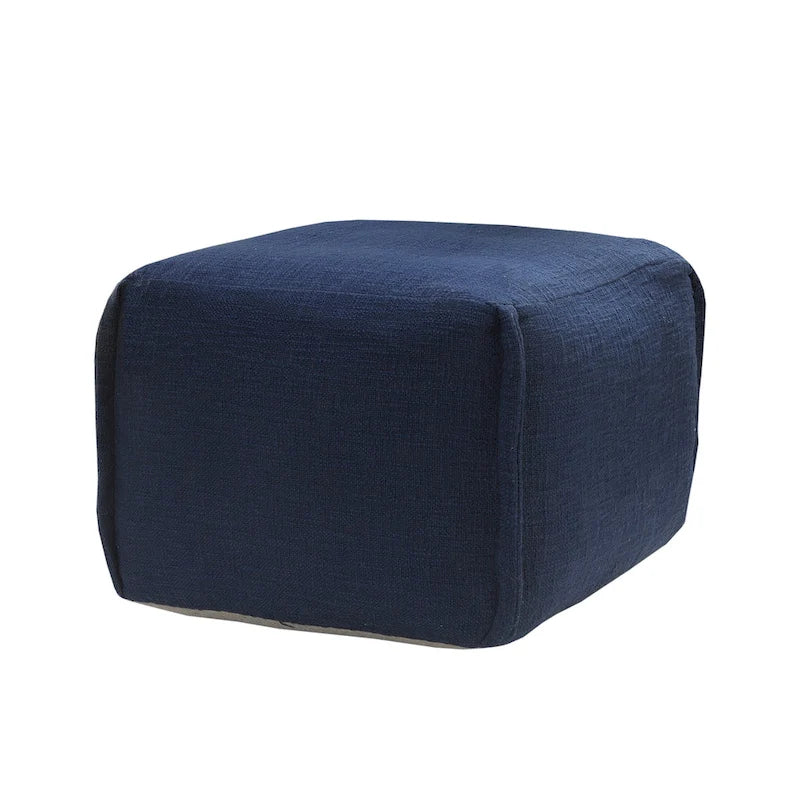 Blue Cotton Pleated Pouf Ottoman – 1 Person