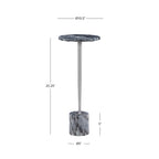 Silver & Black / Brown & Green Marble Top Round Drink Side Table with Iron Base