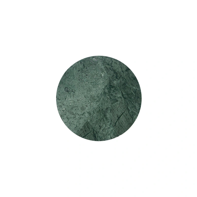 Silver & Black / Brown & Green Marble Top Round Drink Side Table with Iron Base